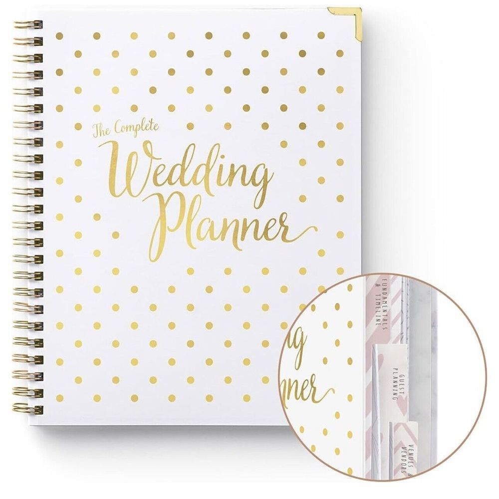 Wedding Planner Book 132 Pages for Your Perfect Day White & Gold Sprial Undated
